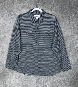 Duluth Trading Free Swingin Striped Shirt Mens Size L Relaxed Blue Button Down - Picture 1 of 8