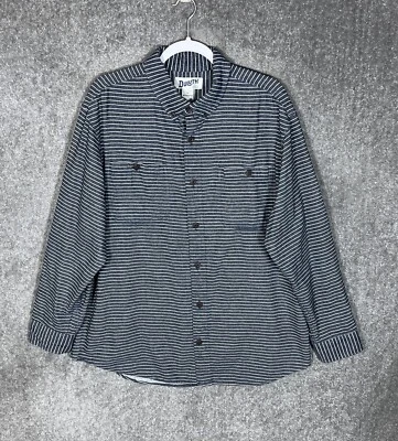 Duluth Trading Free Swingin Striped Shirt Mens Size L Relaxed Blue Button Down - Image 1 of 4