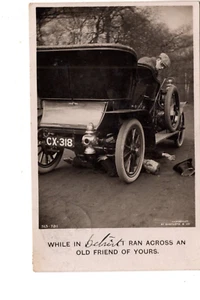 Early Automobile Comic Postcard Real Photo 1907 - Picture 1 of 2