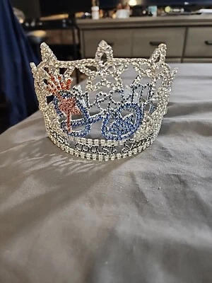 Lg: 4”Rhinestone Contoured Pageant Tiara, Crown ,Wedding ,Prom "East Coast Starz - Image 1 of 4