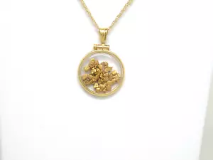 Pepitas de oro natural genuino en oro amarillo 14k colgante relleno, parte superior gancho para los ojos Nuevo - Imagen 1 de 7