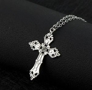 Nuevo Moda Cruz Vintage Cadena Gótica Collar Colgante Cristiano Jesús Plata - Imagen 1 de 5