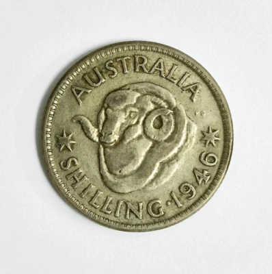 Mazuma*FC616 Australia 1946 King George VI One Shilling Silver Coin VF - Image 1 of 2