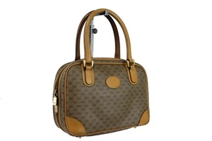 GUCCI Old Gucci GG Pattern Mini Handbag Purse Vintage Used Brown Women's Italy - Picture 1 of 12