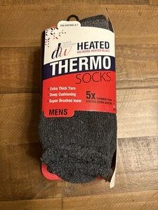 Debra Weitzner Heated Mens Size 7-15 Thick Thermo Socks 2 Pairs Black/Grey - Picture 1 of 5