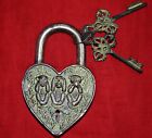 Trois triples singes cadenas de sécurité sécurité serrure en forme de cœur avec 2 clés RD13