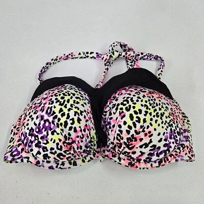 Traje de baño para mujer Victoria Secret 34D púrpura guepardo arco iris push up halter Foto 1 de 4