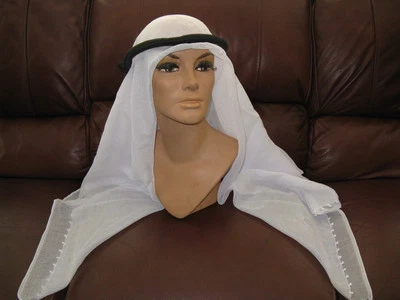 Bufanda Keffiyeh árabe de algodón egipcio Oriente Medio Shall Ekhel ropa blanca para la cabeza Foto 1 de 4