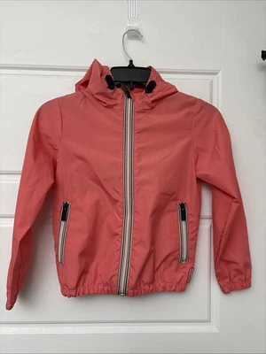 Hunter Kids Rain Coat Original Hooded Jacket Sz 7-8  Coral - Image 1 of 4