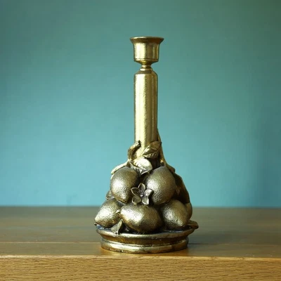 Resin Antique Gold Lemons Candlestick Taper/Dinner Candle Holder Table Decor - Image 1 of 3