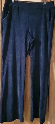 Lands End Women XL 18 Black Knit High-Rise Corduroy Pull-on Pants Boot Cut - Image 1 of 4