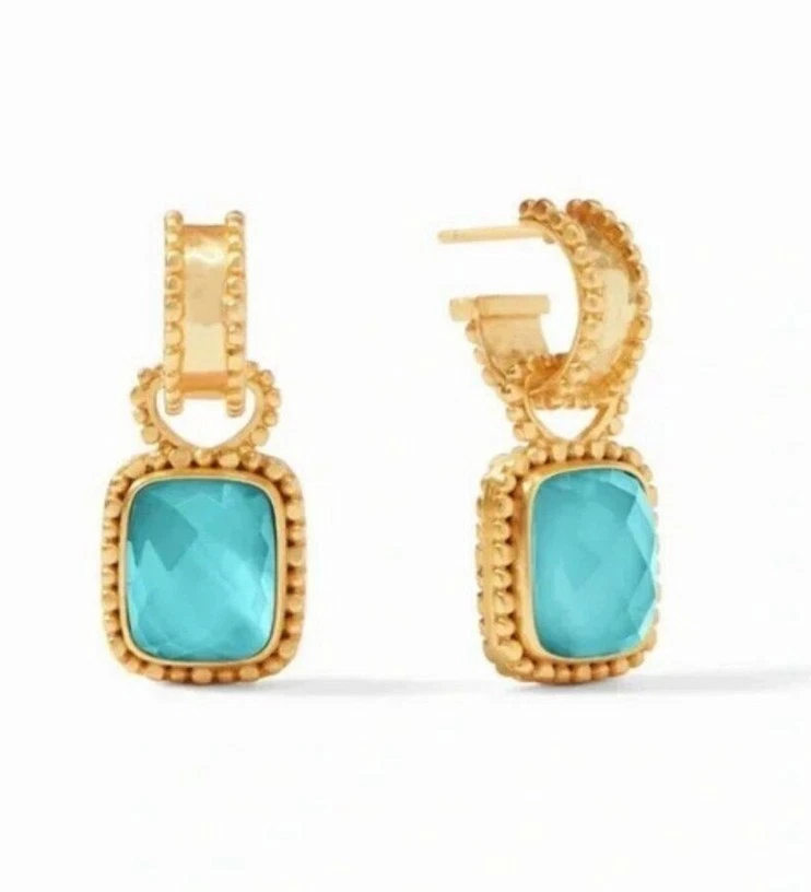 Julie Vos Gold Marbella Square Shell Freshwater Pearls Earings Elegance Foto 1 de 1