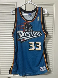 Camiseta Grant Hill Auténtica Campeón Pistons Talla 48 Azul Dorado Rojo Logo Caballo - Imagen 1 de 22