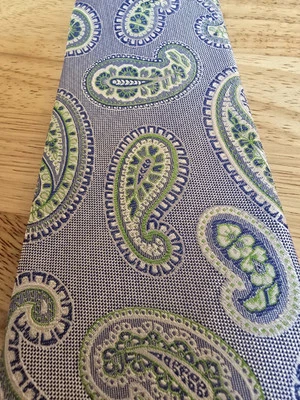 Corbata de cuello Saddlebred para hombre 57" x 3,25" de ancho cachemira azul claro verde cachemira usada en excelente estado  Foto 1 de 4