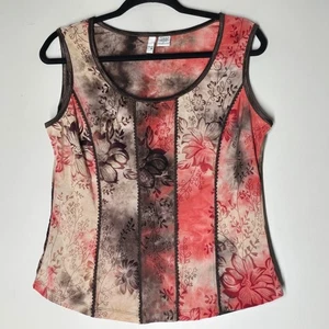 Sami + Jo Crushed Velvet Floral Tank Top Damen Large Boho Artsy Shirt Fairy - Bild 1 von 4
