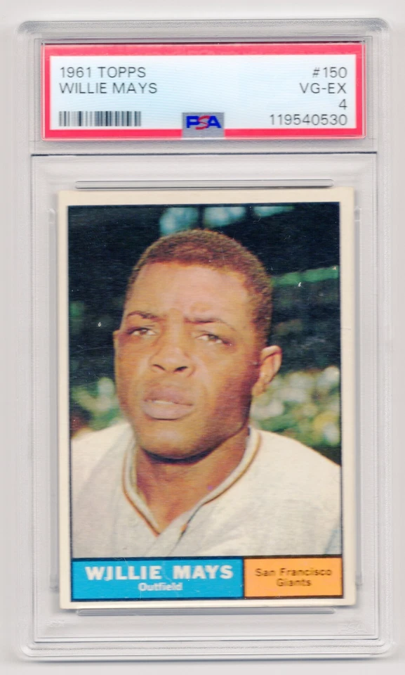 Willie Mays - 1961 Topps Baseball #150 - Calificado PSA 4 EN MUY BUENA CONDICIÓN-EX Foto 1 de 4