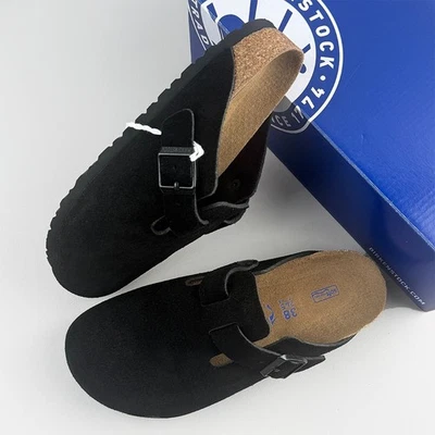 Birkenstock Boston Suede Soft Leather Men's/Women's Black Clogs Shoes - Image 1 of 4