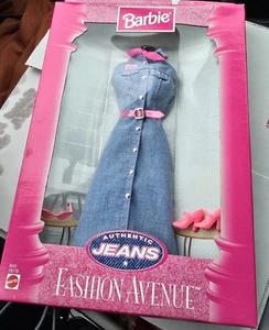 Vintage Barbie Fashion Avenue Doll Clothing Authentic Jeans Denim Dress - Picture 1 of 5