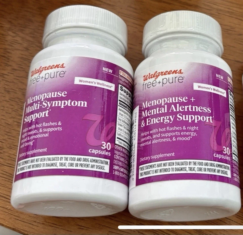 Lote de (3) Walgreens GRATIS + PURO Menopausia Soporte Multi-Síntomas, 30 cápsulas cada una Foto 1 de 3