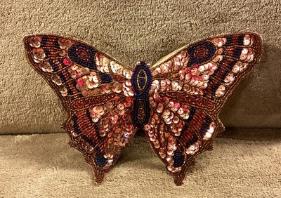"Aplique de mariposa con lentejuelas vintage 8,25"" X 6"" acolchado" Foto 1 de 4