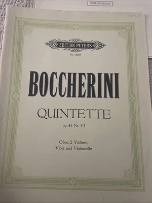 Boccherini Oboe Quintet.  All Parts. Edition Peters EUC - Image 1 of 4