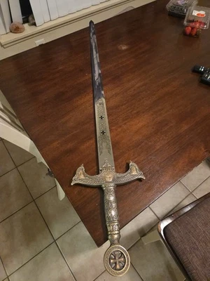 Handmade Templar Knights Sacred Holy Longsword Ornate Full Length Steel Sword - Image 1 of 4