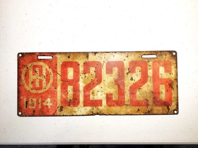 Винтажный номерной знак 1914 Огайо - 13-1/2 x 5-1/2 - Изображение 1 из 2