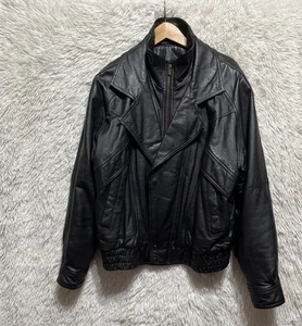 Wilsons giacca bomber uomo vera pelle nera cerniera davanti taglia large - Foto 1 di 18