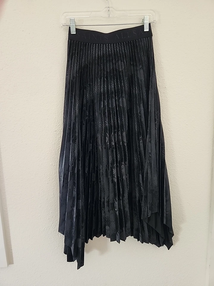 Maxi falda negra con estampado de serpiente All Saint Phia para mujer talla 2 Foto 1 de 4