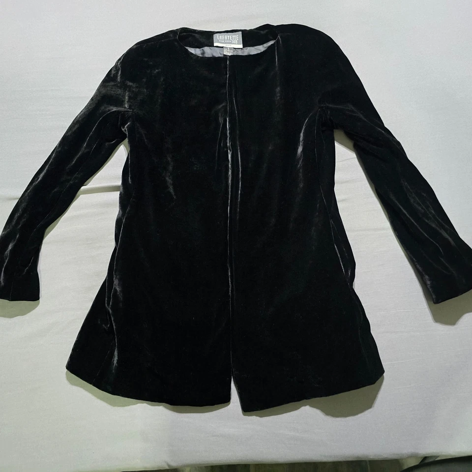 Chaqueta Blazer Lafayette 148 petite 8 Terciopelo Negro De Colección EE. UU. Mezcla Seda Oficina Foto 1 de 4