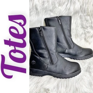 TOTES ROSIE 2 DUAL ZIP ALL WEATHER RAIN SNOW BOOTS BLACK, SIZE 6W - Picture 1 of 12