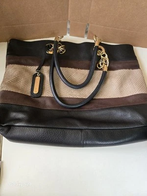 Bolso de Mano CYNTHIA ROWLEY Cuero Tres Tonos con Cadena Tono Dorado y Asas de Cuero Foto 1 de 4