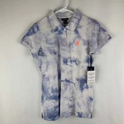 Nueva Camisa Polo EE. UU. Polo Assn Tie Dye Para Mujer Talla Pequeña Algodón Neón Logo Foto 1 de 4