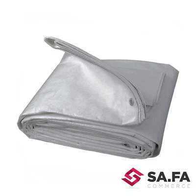 TELO TELONE IN POLIETILENE GRIGIO OCCHIELLATO CON RINFORZO PVC IMPERMEABILE - Immagine 1 di 4