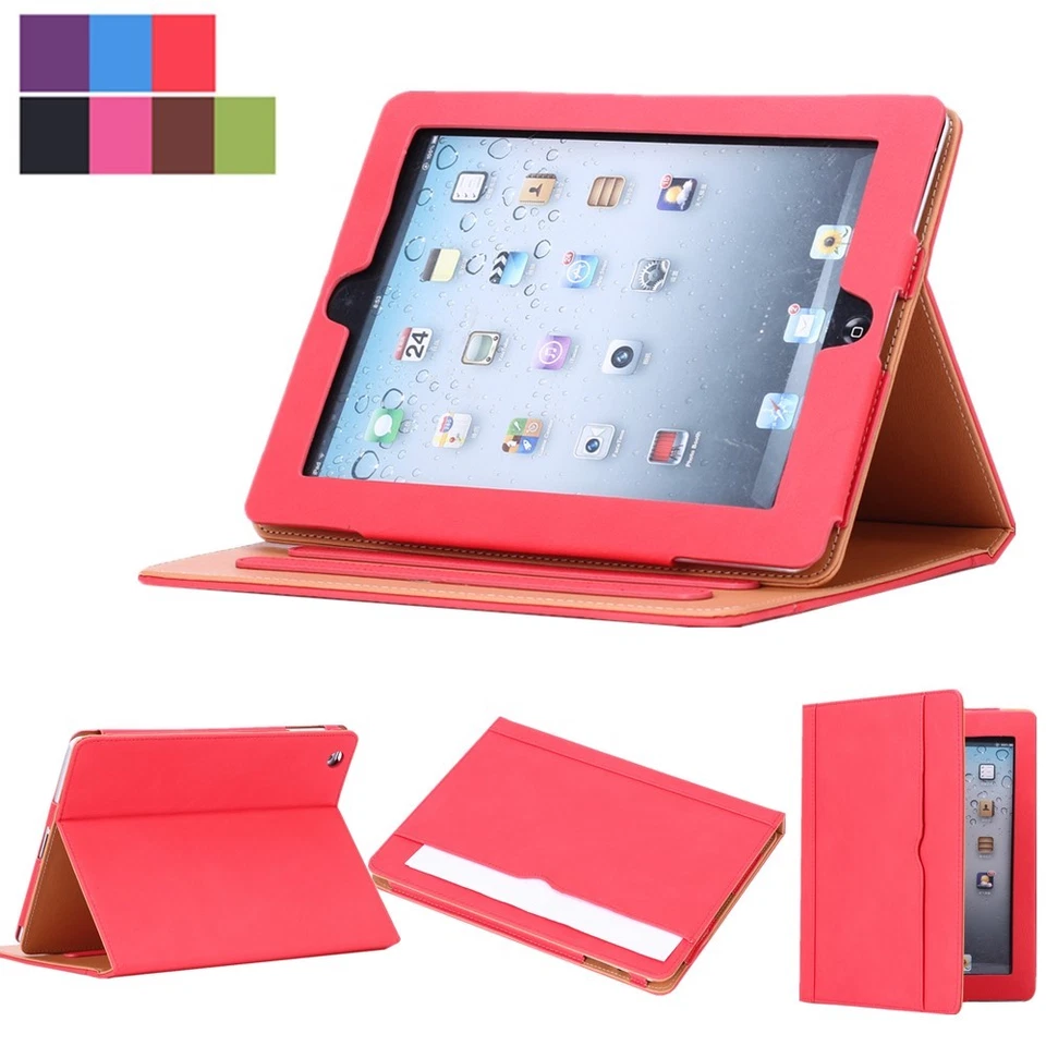 New Soft Leather Folio Wallet Smart Case Cover Sleep Wake Stand For Apple iPad - Image 1 of 4