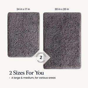 Soft Plush Chenille 2 Piece Bathroom Rugs Bath Mat Set Non-Slip Bath Rug - Picture 1 of 8