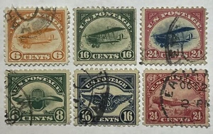US # C1 - C6 1918/1923 first/second issue Airmails 6c-24c Used-$175 SCV - Picture 1 of 4
