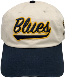 St. Louis Blues Slouch Hat Dad Cap Stitched Logo Reed Creme/Navy - Picture 1 of 3
