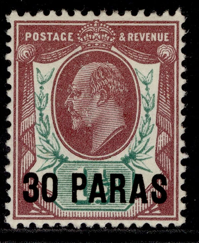 BRITISH LEVANT EDVII SG29, 30pa on 1½d reddish purple & brt green, M MINT Cover
