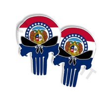 Punisher Stickers Missouri State Flag Skull Decals - 5" tall 2-pack