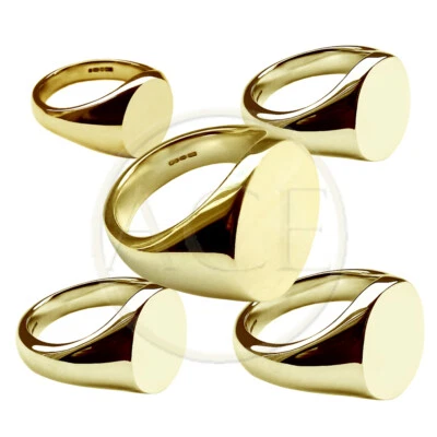 NEW 9ct Solid Yellow Gold Heavy Oval Signet Rings 375 UK Fully Hallmarked Rings - Image 1 of 4
