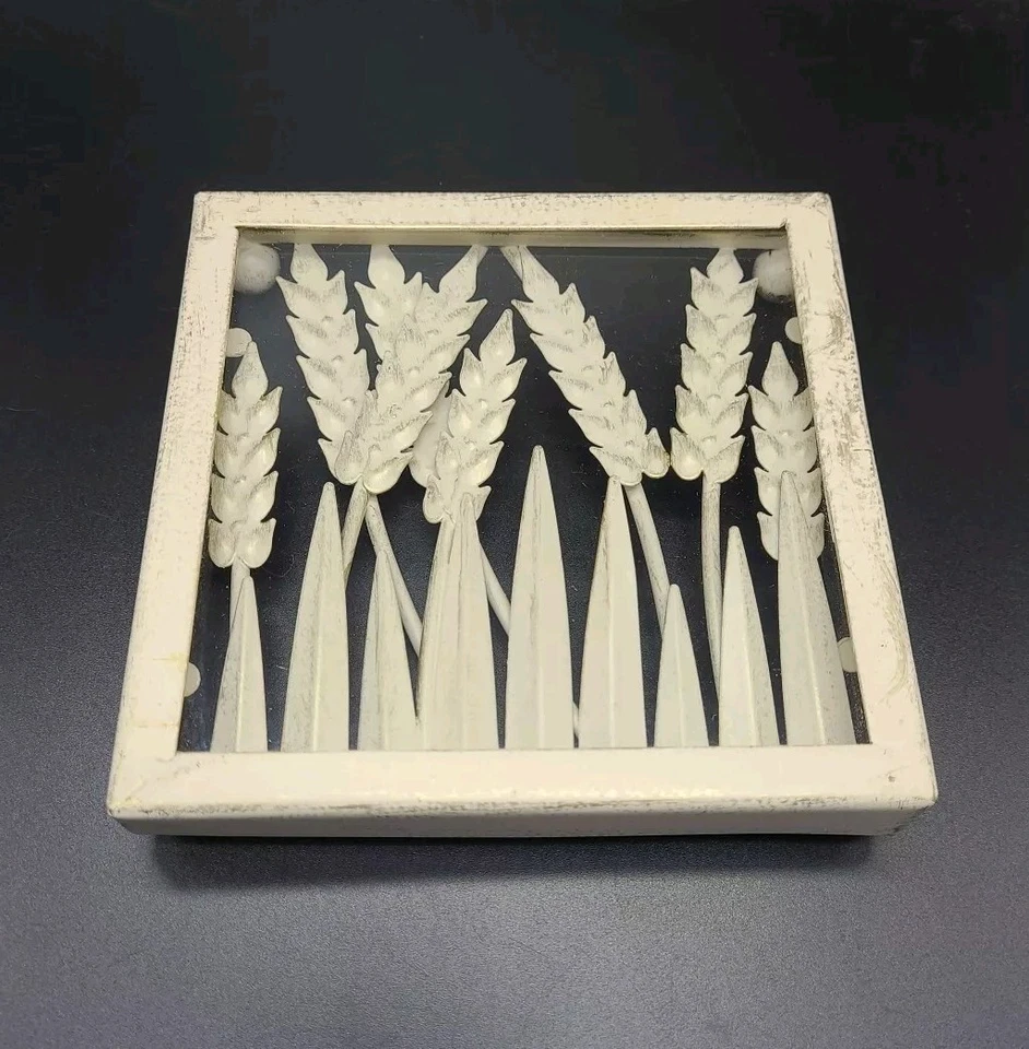 Yankee Candle Trigo Metal y Vidrio Bandeja Pequeña Crema con Acento Dorado Cepillado (C1) Foto 1 de 4