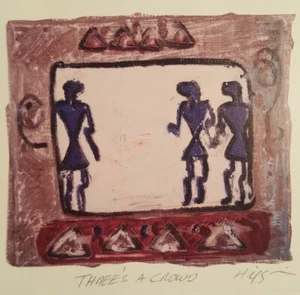 Hips Three's A Crowd Petroglyph Style People Signed Small Print 6 by 4 1/2 - Picture 1 of 5