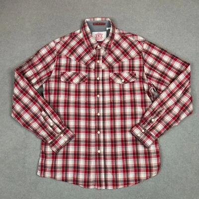 Camisa Christian Audigier Para Hombre XL Roja Blanca A Cuadros Abotonados Diseñador Bolsillos Foto 1 de 4