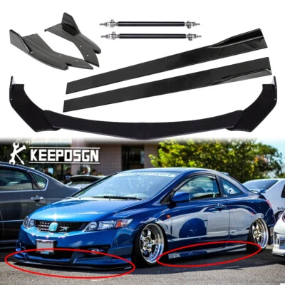 For Honda Civic SI Coupe Front Bumper Lip Splitter w/ Side Skirts Rear Diffuser - Image 1 of 4