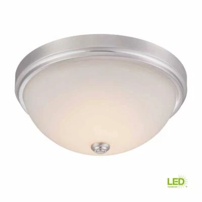 15 in. Satin Nickel LED Flush Mount with Frosted Glass - Image 1 of 4