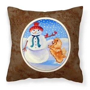 Carolines Treasures 7151PW1414 Snowman with Pomeranian Winter Snowman Fabric ... - Picture 1 of 1