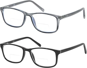Bifocal Reading Glasses Women Men Clear Top Blue Light Blocking Computer Readers - Picture 1 of 6