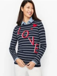 NUEVO CON ETIQUETAS $90 TALBOTS ÍNDIGO AZUL MARINO AMOR SUÉTER A RAYAS TALLA GRANDE Petite - Imagen 1 de 3