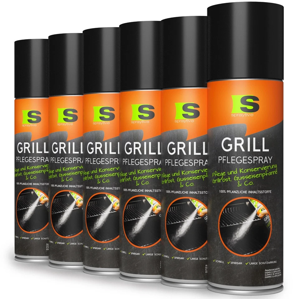 Spraytive 6x500ml Grill-Pflegespray Trennspray Anti-Haft Grillrost Gusseisen - Bild 1 von 4